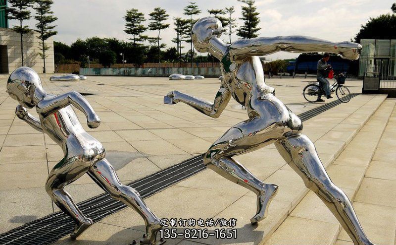 不锈钢跑步人物雕塑