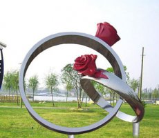 公园不锈钢戒指景观雕塑