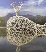 不锈钢公园大型镂空喷水鲸鱼雕塑