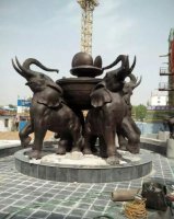 大象造型雕塑-晚霞红大象石雕