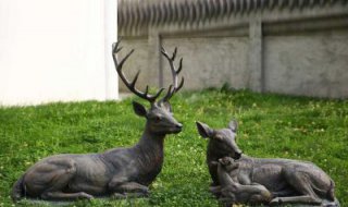 小鹿一家雕塑-长颈鹿头像雕塑