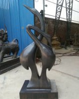 铸铜抽象仙鹤-广东仿真仙鹤动物雕塑