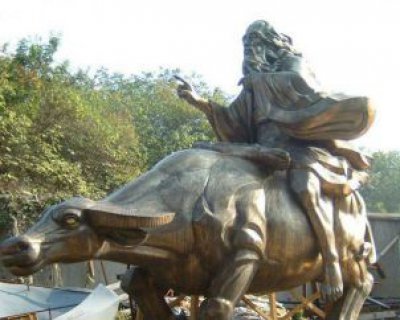 公园老子骑牛景观铜雕