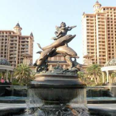 跳跃的海豚和小天使喷泉铜雕 