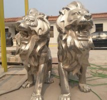不锈钢广场动物狮子雕塑