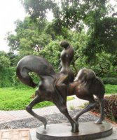 公园抽象骑马人物景观铜雕