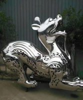 不锈钢神兽麒麟造型雕塑