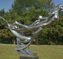 不锈钢公园飞行人物雕塑