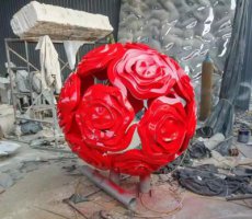 公园不锈钢玫瑰花球雕塑