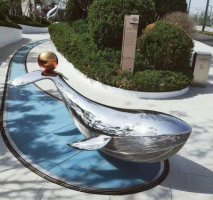 不锈钢镜面动物海豚雕塑