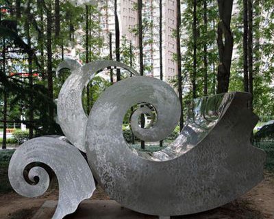 园林不锈钢海浪抽象雕塑