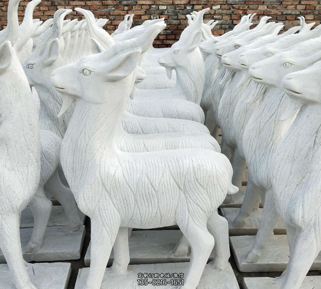 大理石动物羊雕塑图片