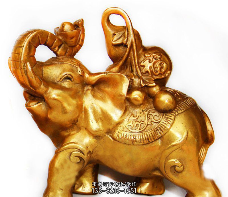 小象招财铜雕-大象喷泉雕塑