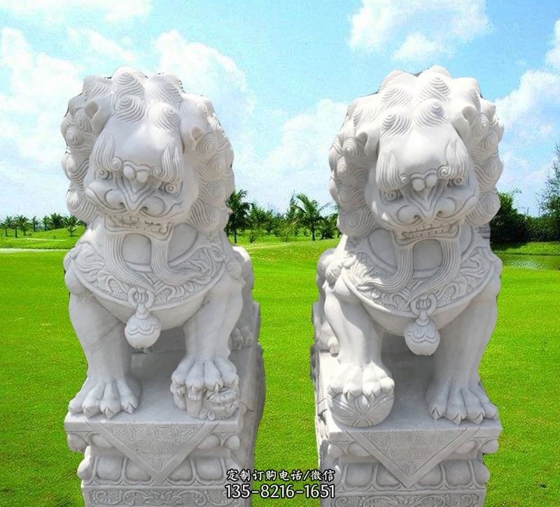 汉白玉小狮子石雕图片