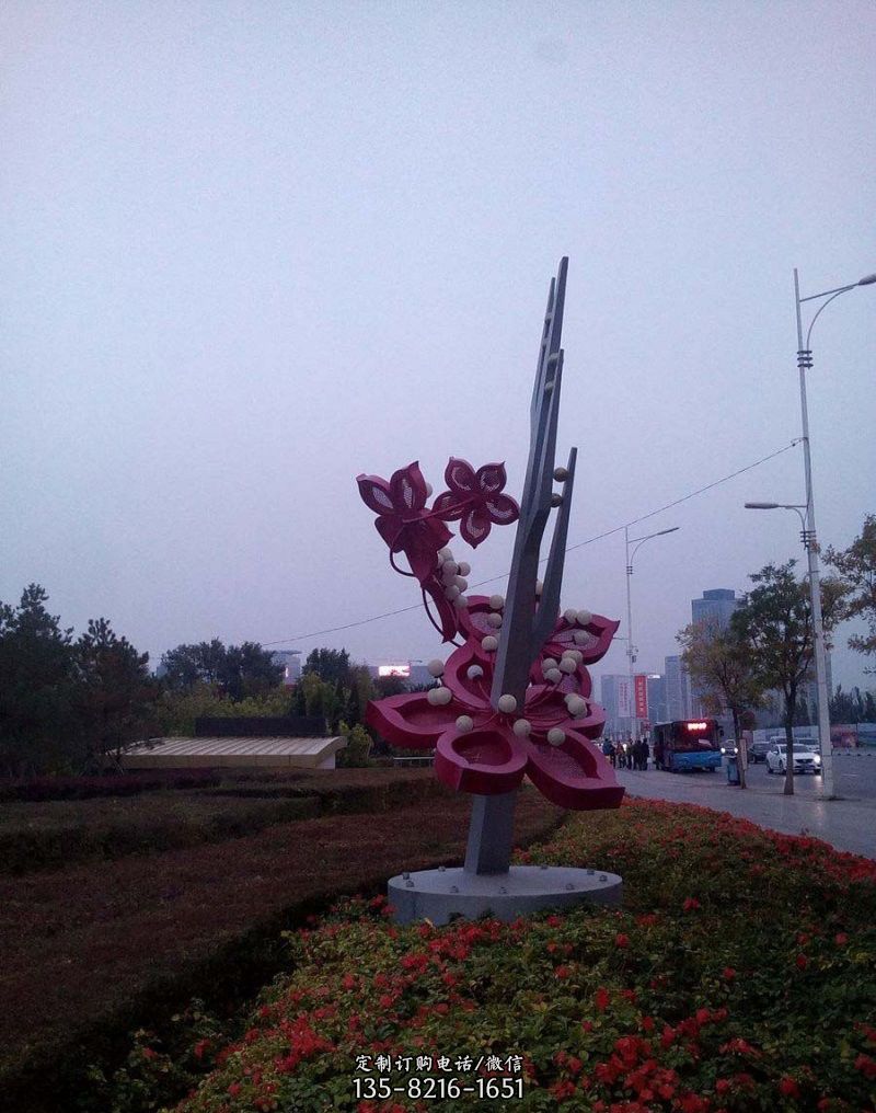 不锈钢公园桃花路灯雕塑
