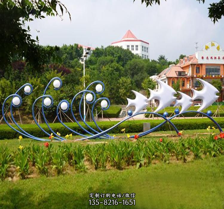 不銹鋼公園海浪雕塑