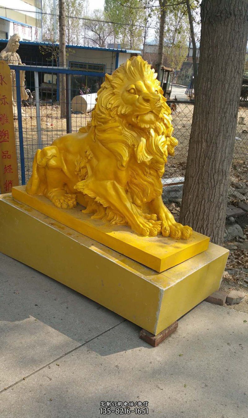 鎏金铜雕狮子雕塑