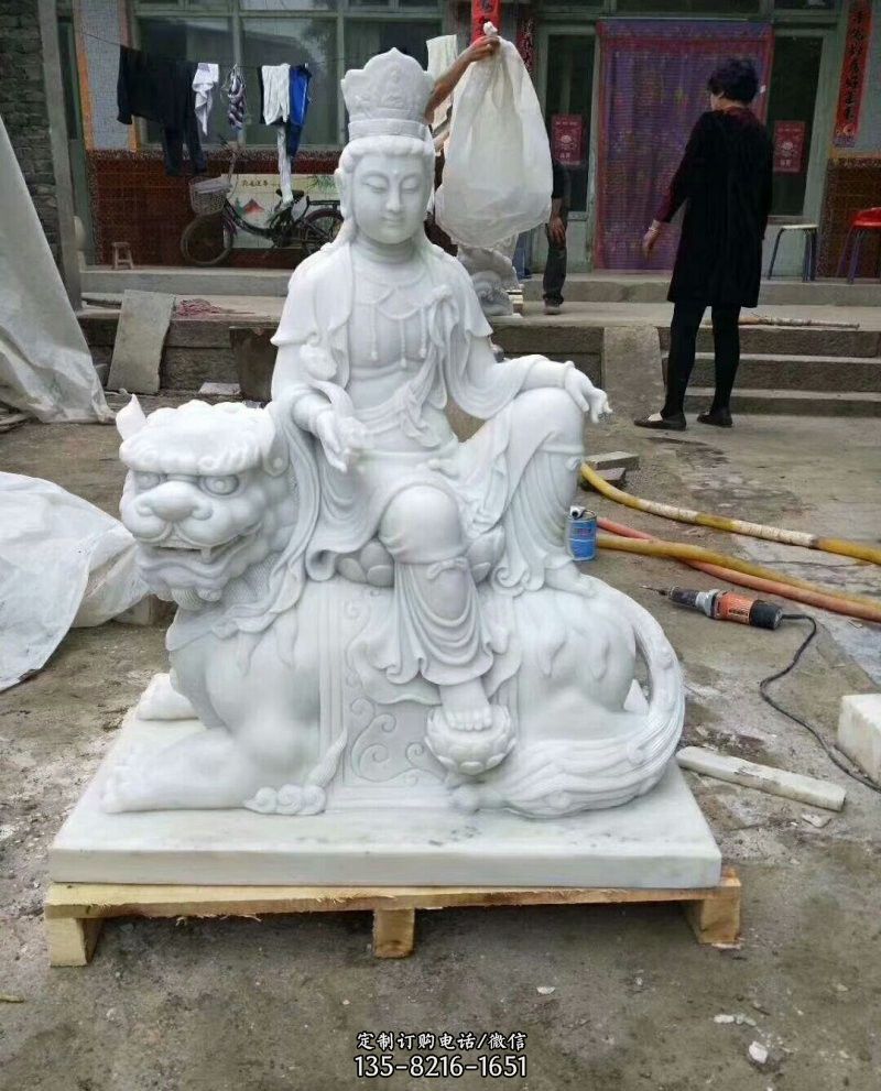 永安市文殊菩萨石雕喷漆佛像雕塑