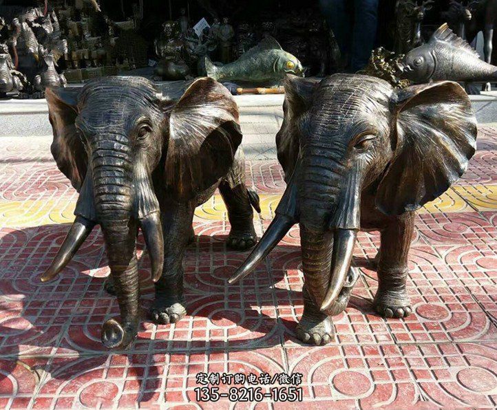 动物大象铜雕公园摆件