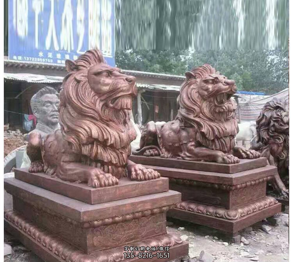 欧式狮子铜雕-狮子正面雕塑