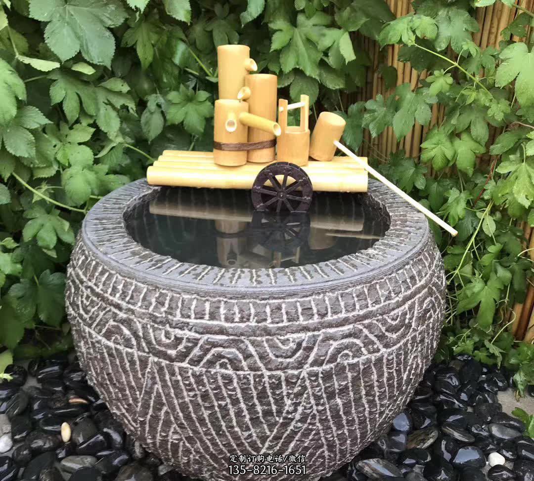 石雕景观水缸雕塑图片