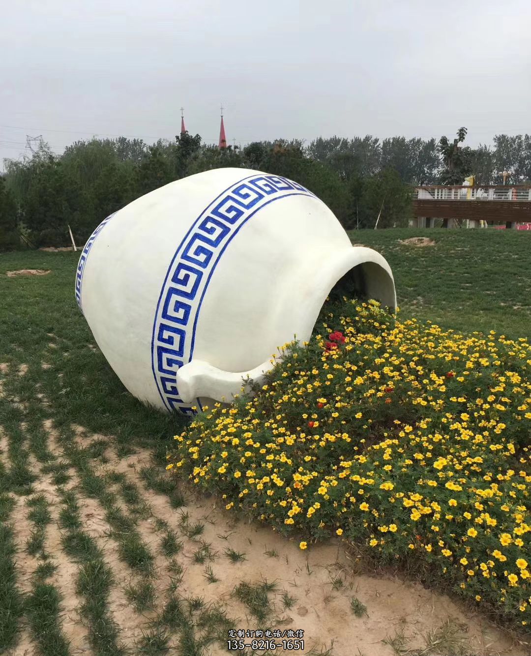 公園植物園玻璃鋼仿真陶瓷罐子