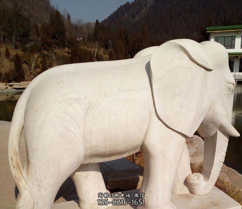 公园大理石大象动物石雕图片