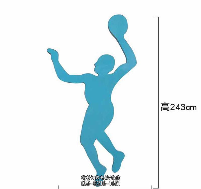 不锈钢剪影打球人物雕塑