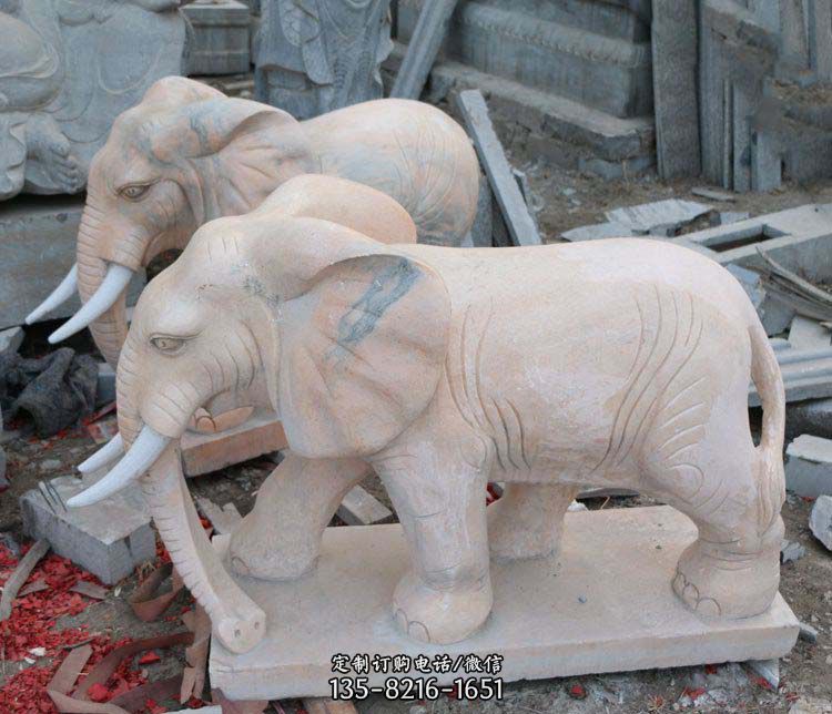 公園晚霞紅大象動物石雕