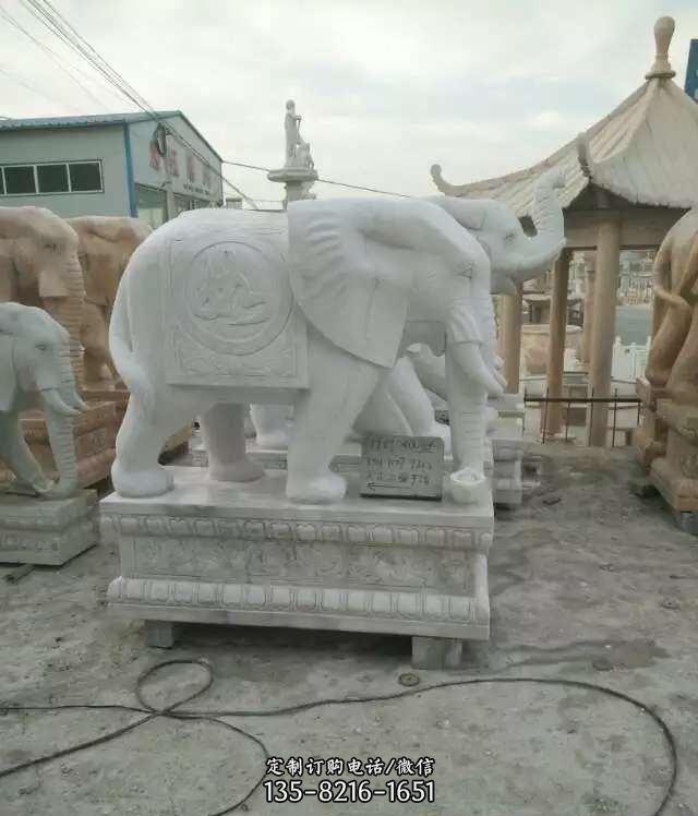 大理石大象动物雕塑
