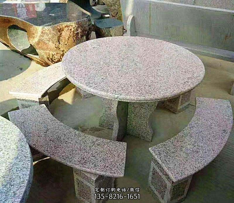 半圆式桌凳大理石雕塑图片