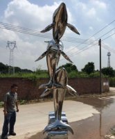公园不锈钢跳跃的海豚雕塑
