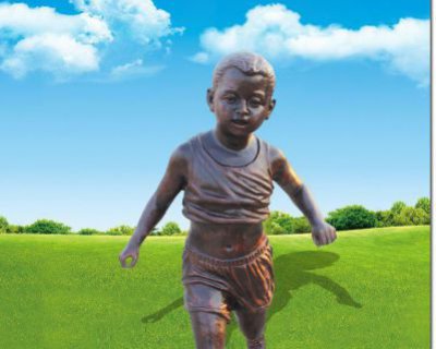 公园景观奔跑的儿童玻璃钢仿铜雕塑