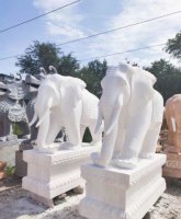 汉白玉大象雕塑 企业招财动物石雕
