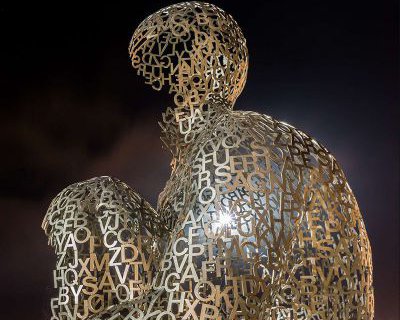 不锈钢抽象镂空字母人体造型雕塑
