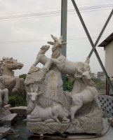 大理石五福临门羊雕塑
