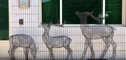庭院镂空不锈钢鹿雕塑