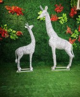 不锈钢镂空长颈鹿雕塑户外摆件 