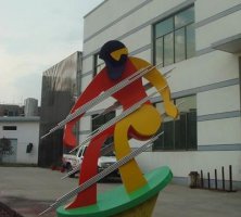 不锈钢抽象滑滑板人物雕塑