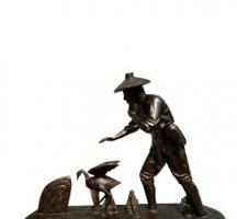 鸬鹚和渔翁铜雕