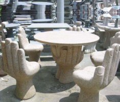 公园景观大理石手掌桌椅石雕