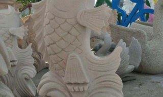 大理石鲤鱼喷泉雕塑