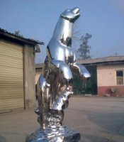 公园不锈钢抽象北极熊动物雕塑