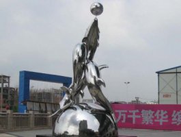 不锈钢动物三个海豚雕塑