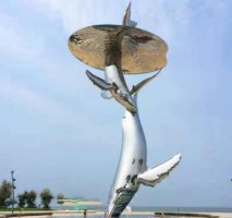 不锈钢抛光海豚雕塑