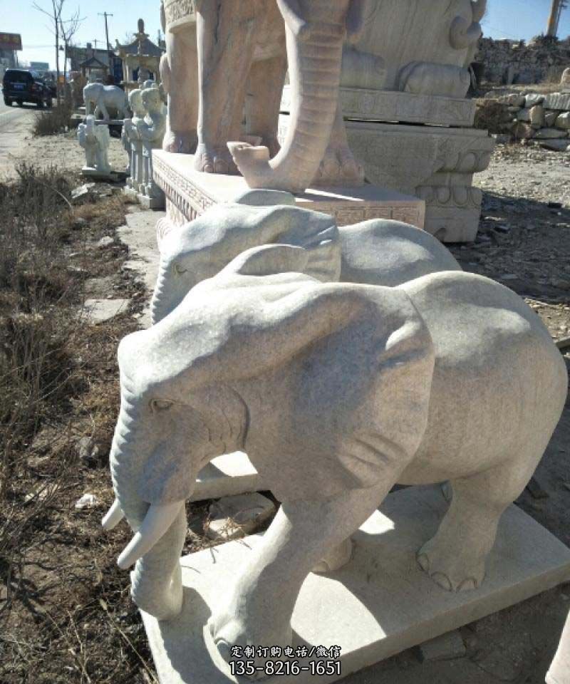 大理石大象公园动物石雕