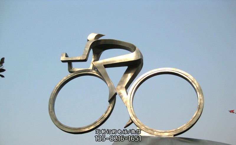抽象人物骑车不锈钢景观雕塑