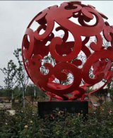 广场景不锈钢镂空球雕塑 