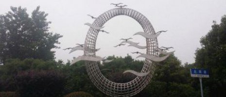 公园不锈钢海鸥圆环景观雕塑