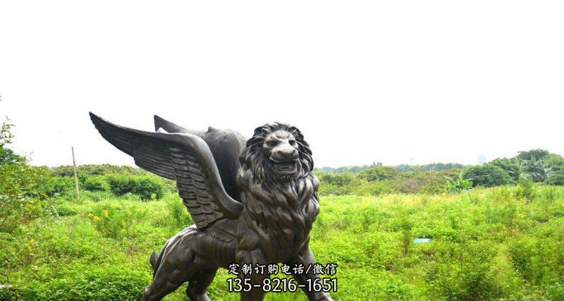 公园飞狮动物铜雕